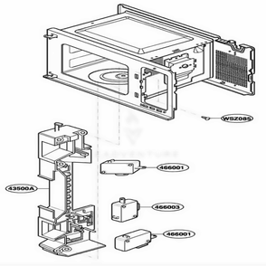 Latch Board Parts Diagram and Parts List for JES1133WD CMWEGEU LG Wall Oven