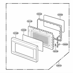 Door Parts Diagram and Parts List for KCMS185JBT CB6EKAD LG Wall Oven