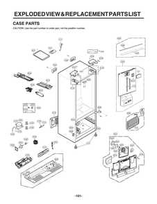 Case Parts Diagram and Parts List for GR-X228NKSM ASBCNA2 LG Refrigerator
