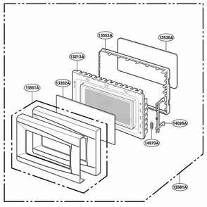 Door Parts Diagram and Parts List for GT4175SPS CS3EWRP LG Wall Oven