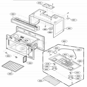 Oven Cavity Parts Diagram and Parts List for LMV1813ST CSBELGA LG Microwave
