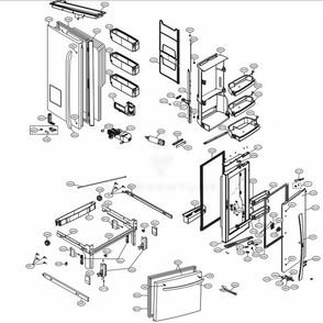 Door Parts Diagram and Parts List for 74039 AWBCSE2 LG Refrigerator