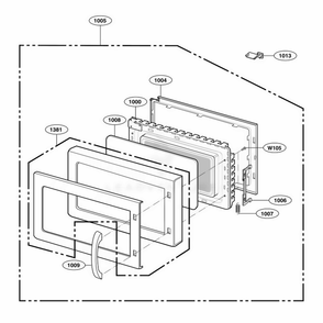 Door Parts Diagram and Parts List for MCDS ASBEBSH LG Range