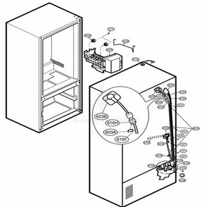 Ice Maker Parts Diagram and Parts List for 77712 ASWCSER LG Refrigerator