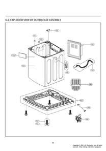 Outer Case Assembly Diagram and Parts List for T1490SEHTC ABWETUS LG Washer