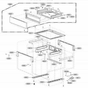 Drawer Parts Diagram and Parts List for LRE3091SB FBKLLCA LG Range