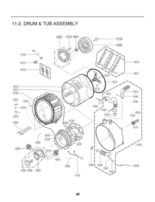 Drum And Tub Assembly Diagram and Parts List for FH069FD6P ASSEELC LG Washer