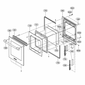 Door Parts Diagram and Parts List for UPWS3044ST AS1LSGN LG Wall Oven
