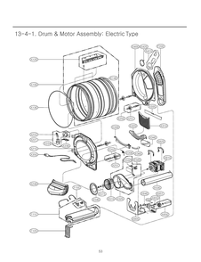 Drum And Motor Assembly Diagram and Parts List for RV1398AS ABWEEUS LG Dryer