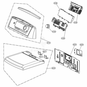 Control Panel And Plate Assembly Diagram and Parts List for DLE4901W ABWEEUS LG Dryer