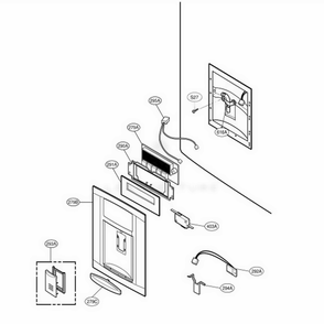 Dispenser Parts Diagram and Parts List for 78719 AHM1SER LG Refrigerator