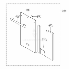 Front Cover Assembly Diagram and Parts List for SKSDW2401S ASTESNA LG Range