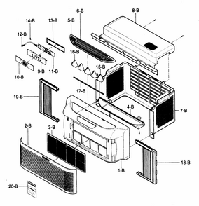Cabinet/front Grille Assy Diagram and Parts List for 58075062500  Kenmore Air Conditioner