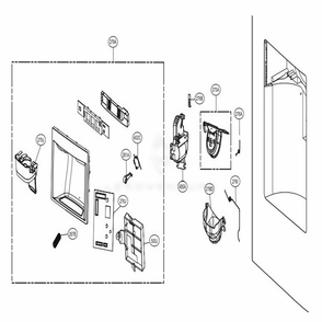 Dispenser Parts Diagram and Parts List for 74099 AWBCSE1 LG Refrigerator