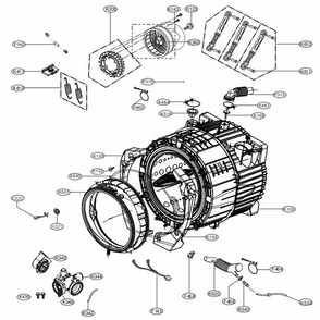 Drum And Tub Assembly Diagram and Parts List for 41362 ABWEUEU LG Washer