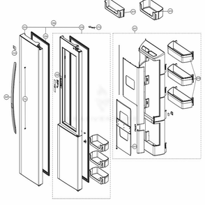 Refrigerator Door Diagram and Parts List for 51839 AWBCSE0 LG Refrigerator