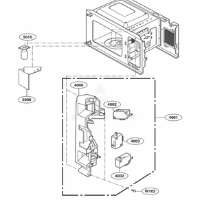 Latch Board Parts Diagram and Parts List for LCS0712ST CSBEBBY LG Microwave