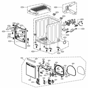 Cabinet And Door Assembly Diagram and Parts List for DLG4971WE ABWEEUS LG Dryer