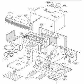 Oven Cavity Parts Diagram and Parts List for JVM1490WH AWHEGEU LG Range
