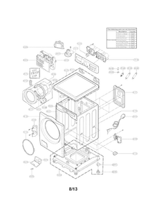 Cabinet And Control Panel Assembly Parts Diagram and Parts List for WM3050CW  LG Washer