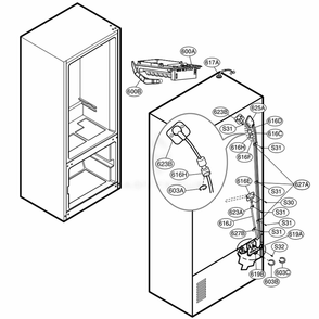 Ice Maker Parts Diagram and Parts List for 71014 ABICSE1 LG Refrigerator