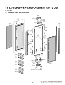Refrigerator Room Left Compartment Diagram and Parts List for GR-617AGPPM ASWCNA0 LG Refrigerator