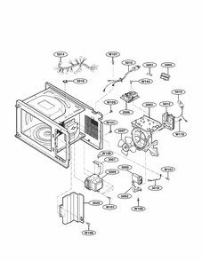Interior Parts Diagram and Parts List for 72163992301  Kenmore Microwave