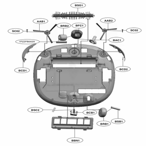 Base Assembly 2 Diagram and Parts List for VR65502LV ARDELGA LG Canister Vacuum