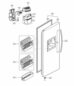 Freezer Door Parts Diagram and Parts List for 58822 ASWCSER LG Refrigerator