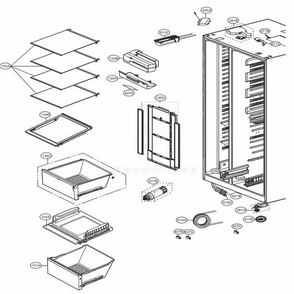 Refrigerator Compartment Diagram and Parts List for 51853 ASTCSE0 LG Refrigerator