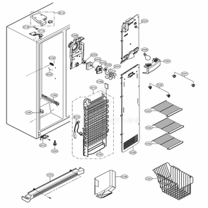 Freezer Compartment Diagram and Parts List for 51019 AWB1SER LG Refrigerator
