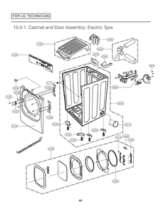 Cabinet And Door Assembly Diagram and Parts List for RV1393ES ASSEEUS LG Dryer