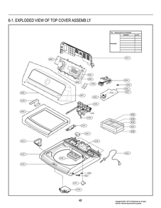 Top Cover Assembly Diagram and Parts List for T1872EFHSTW ABWETUS LG Washer