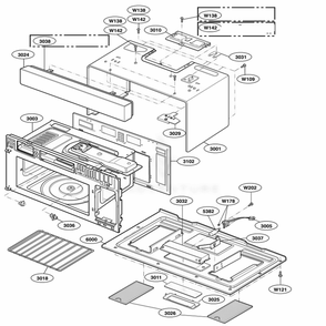 Oven Cavity Parts Diagram and Parts List for 80832 AWHESEA LG Range