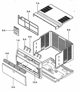Cabinet/front Grille Assy Diagram and Parts List for 58074109400  Kenmore Air Conditioner