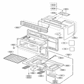 Oven Cavity Parts Diagram and Parts List for MMV5165AAW CW1EMTG LG Wall Oven