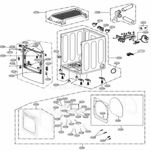 Cabinet And Door Assembly Diagram and Parts List for DLEX7850WE ABWEEUS LG Dryer