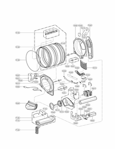 Drum And Motor Part Diagram and Parts List for 79681383410  Kenmore Dryer