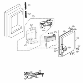Ice Maker And Ice Bin Parts Diagram and Parts List for LFXC22596D ASBCNA2 LG Refrigerator