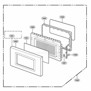 Door Parts Diagram and Parts List for 62462 AWHESEA LG Wall Oven