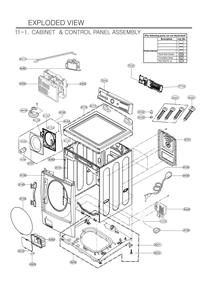 Cabinet And Control Panel Assembly Diagram and Parts List for FH3C4CDNK3 ABWESEU LG Washer