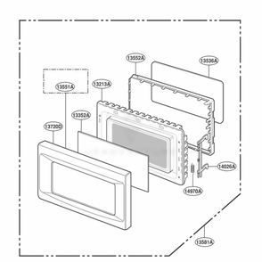 Door Parts Diagram and Parts List for JE1860GB ASGEGEU LG Range