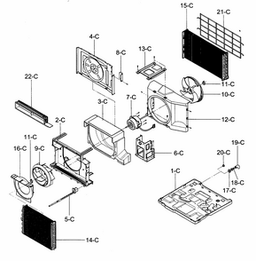 Air Handling/cycle Parts Diagram and Parts List for 58074184400  Kenmore Air Conditioner