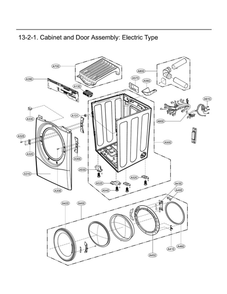 Cabinet And Door Assembly: Electric Type Diagram and Parts List for DLEX4200B 00 LG Dryer