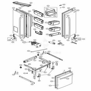 Door Parts Diagram and Parts List for 74027 ASBCSE0 LG Refrigerator