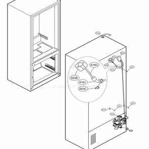 Valve And Water Tube Parts Diagram and Parts List for LFXC24726S ASTCNA4 LG Refrigerator