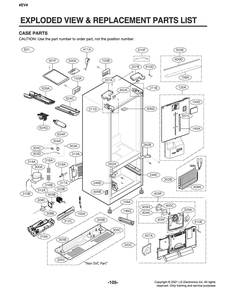 Case Parts Diagram and Parts List for GR-X288NSSM ASTCNA4 LG Refrigerator