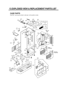 Case Parts Diagram and Parts List for GR-J266LSJM ASTCNA2 LG Refrigerator