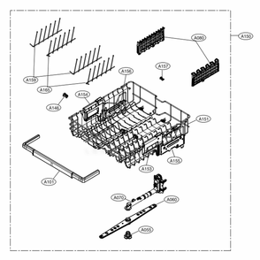 Top Rack Assembly Diagram and Parts List for 14677 ABDESEU LG Dishwasher
