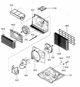 Air Handling/cycle Parts Diagram and Parts List for 58075251500  Kenmore Air Conditioner